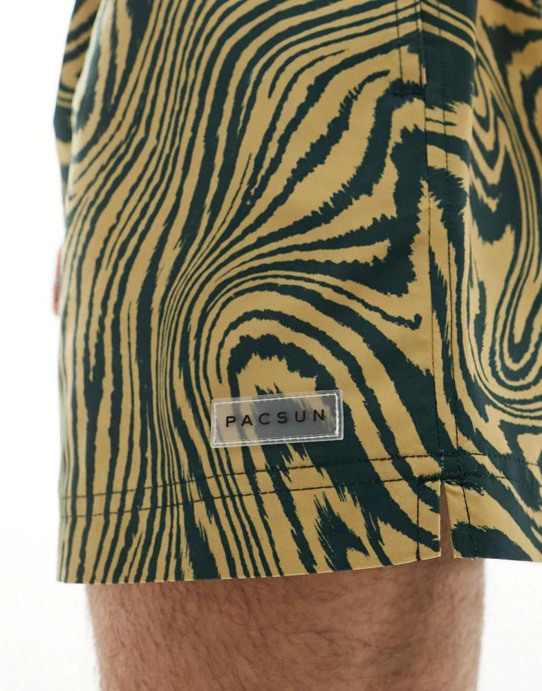 PacSun PacSun warp print swim shorts in green 2