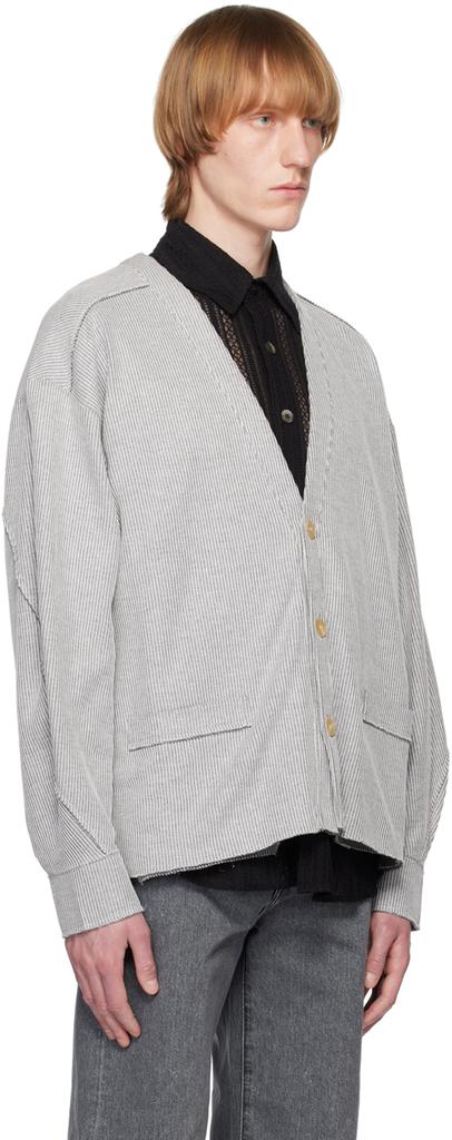 JieDa White & Black Tuck Cardigan