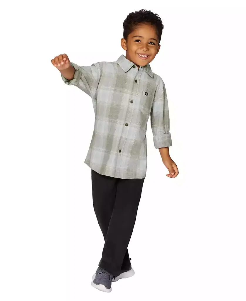 Calvin Klein Boys' 2T-7 Plaid Shirt and Corduroy Pants, 2-Piece Set