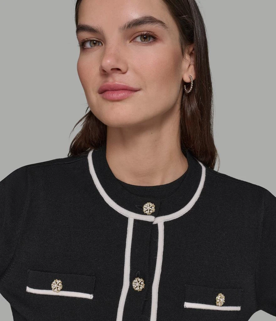 Karl Lagerfeld Paris CROPPED CARDIGAN WITH CONTRAST PIPING 5