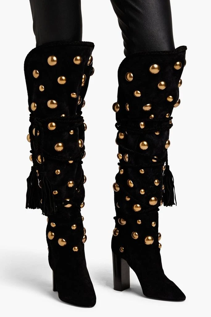 Yves Saint Laurent Studded suede thigh boots 2
