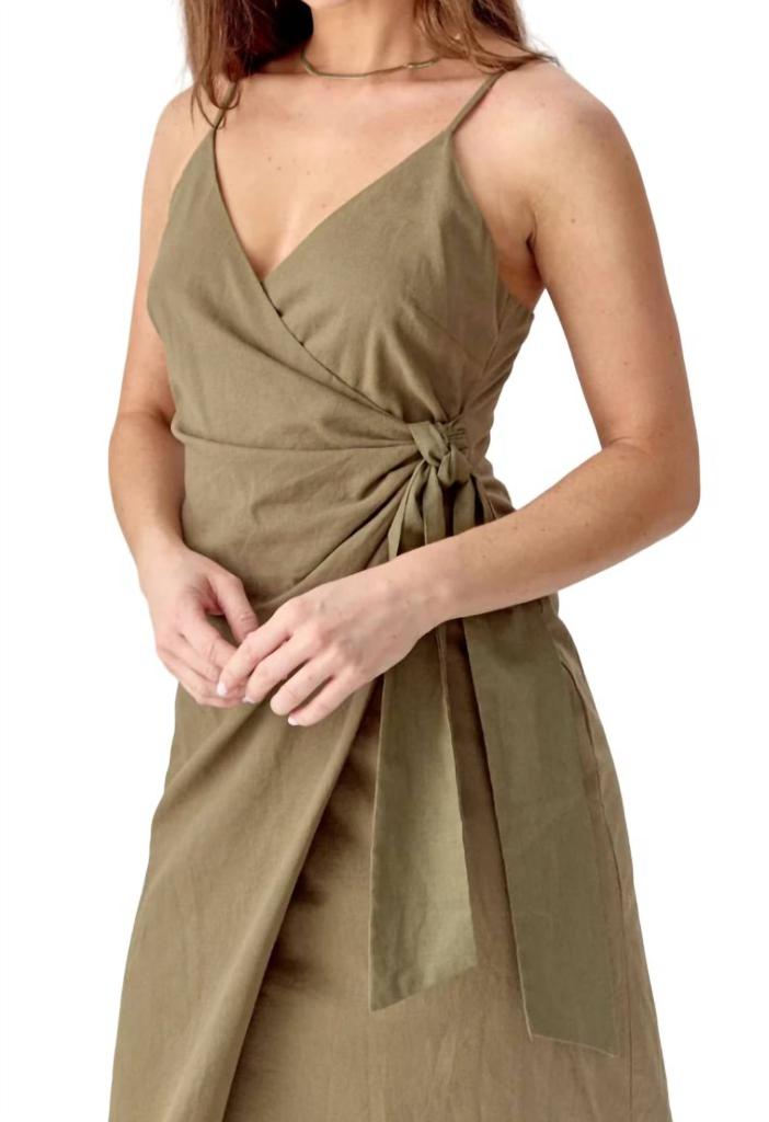 Greylin Aniston Wrap Tie Linen Dress
