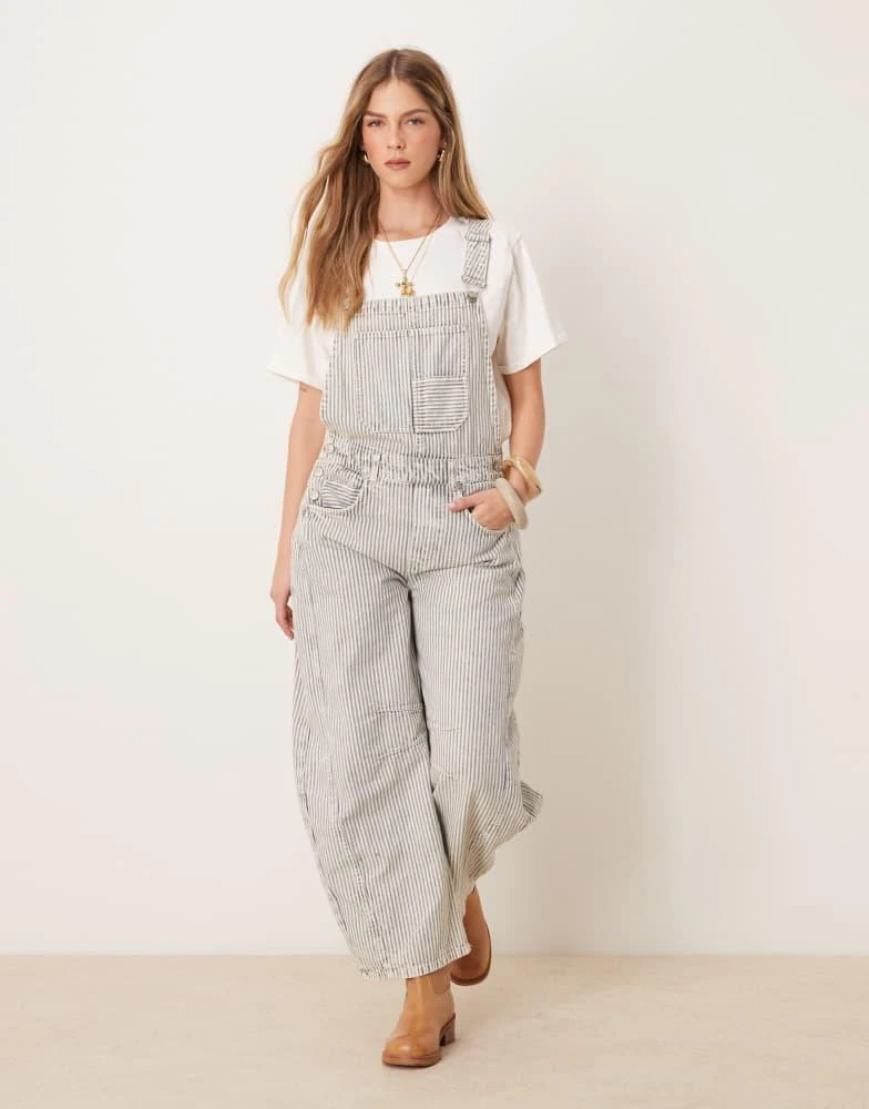 Free People Free People good luck striped denim overalls in multi 1
