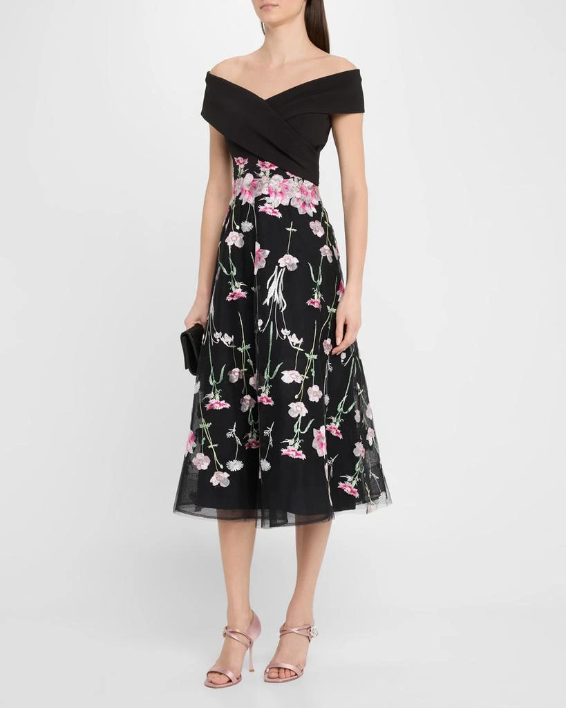 Off-Shoulder Embroidered Tulle Midi Dress  On Sale Now with Up to 70% Off  | Discover Exclusive Deals & Savings at BeyondStyle  Authentic Teri Jon  women|Women|dresses|women's clothing with Limited-Time Discounts, Free