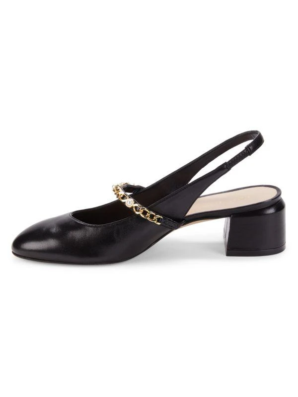 Stuart Weitzman Chain Trim Leather Slingback Pumps 4