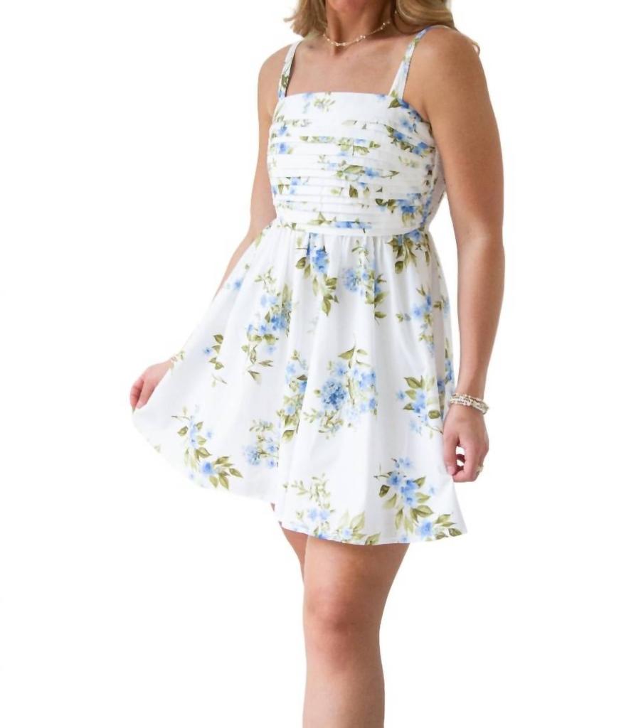 Blu Pepper Floral Pleated Babydoll Sundress In Blue