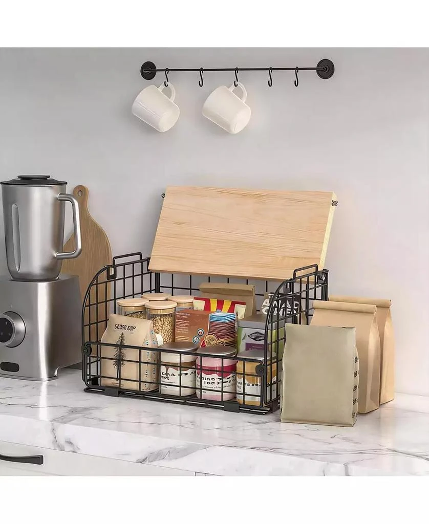 YIGII 2 Set Wire Basket with Openable Top for Kitchen Pantry Storage 4