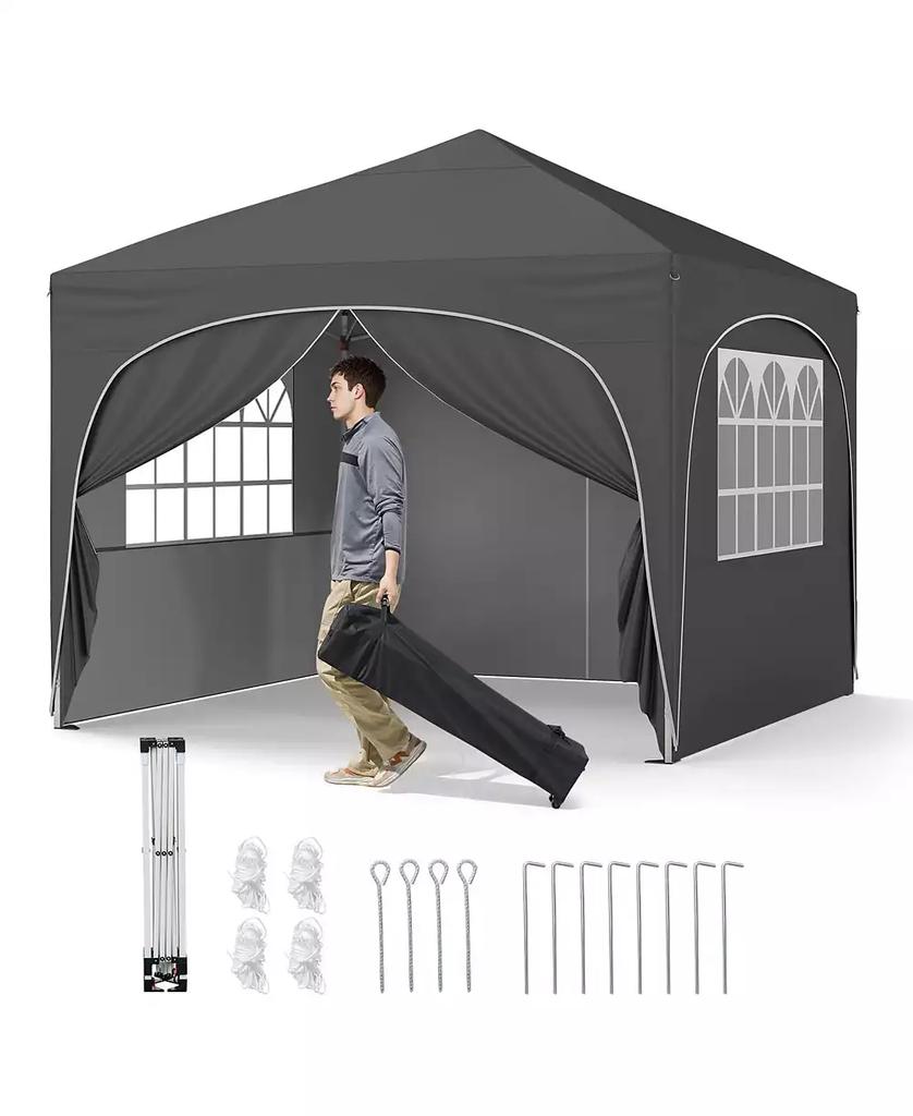 Mecale 10 X 10 FT Pop up Canopy Tent with 4 Removable Sidewall