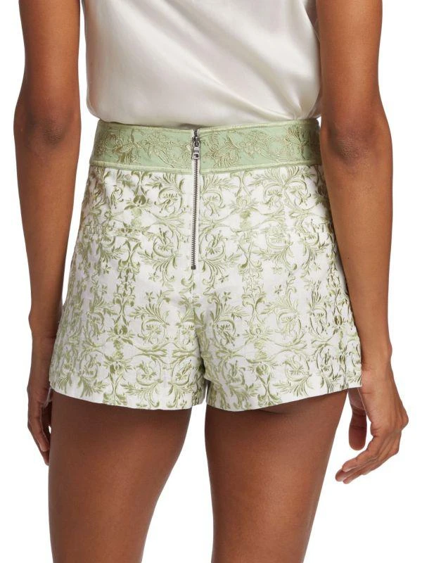 Alice + Olivia Donald Embroidered Cotton & Linen Shorts 2