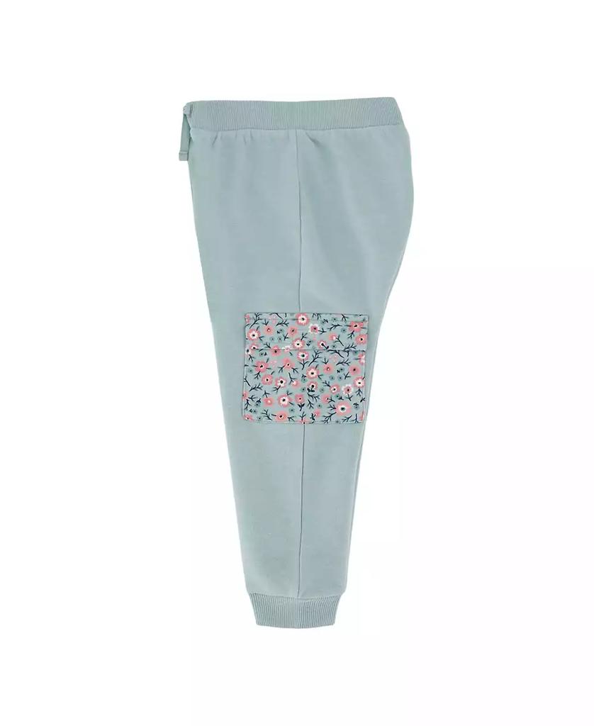 KIDS HEADQUARTERS Baby Girl Floral Trim Fleece Hoodie Cargo Joggers