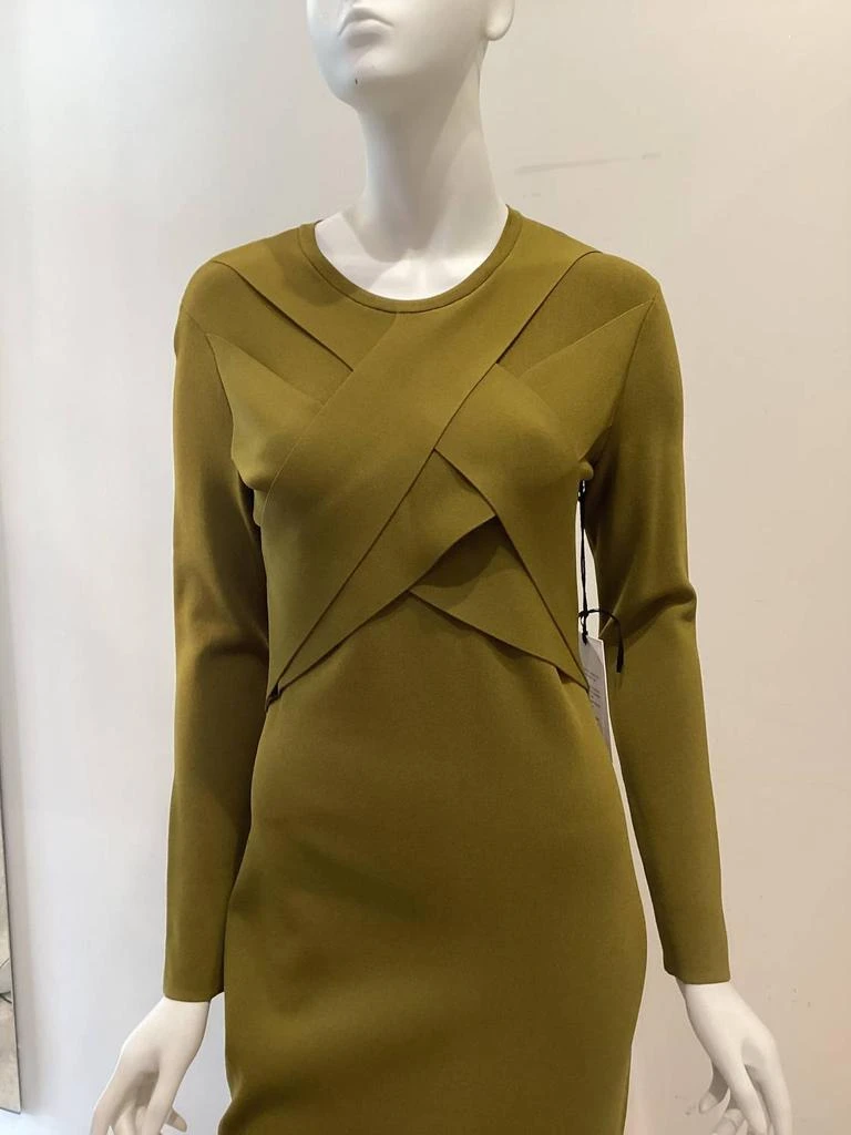 CAMILLA AND MARC Front Crossover Cocktail Dress In Olive Green 3