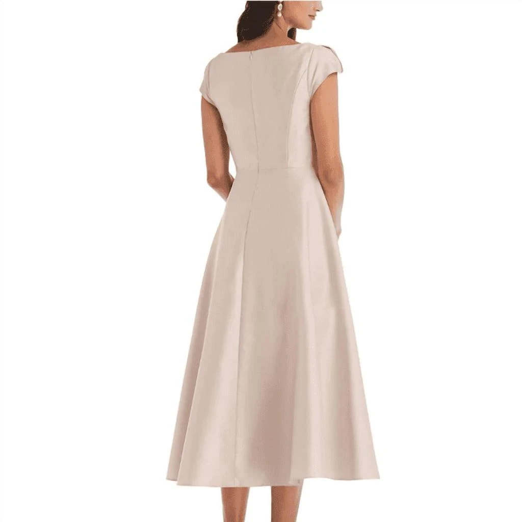 Alfred Sung Satin Midi Cocktail And Party Dress In Cameo Pink 2