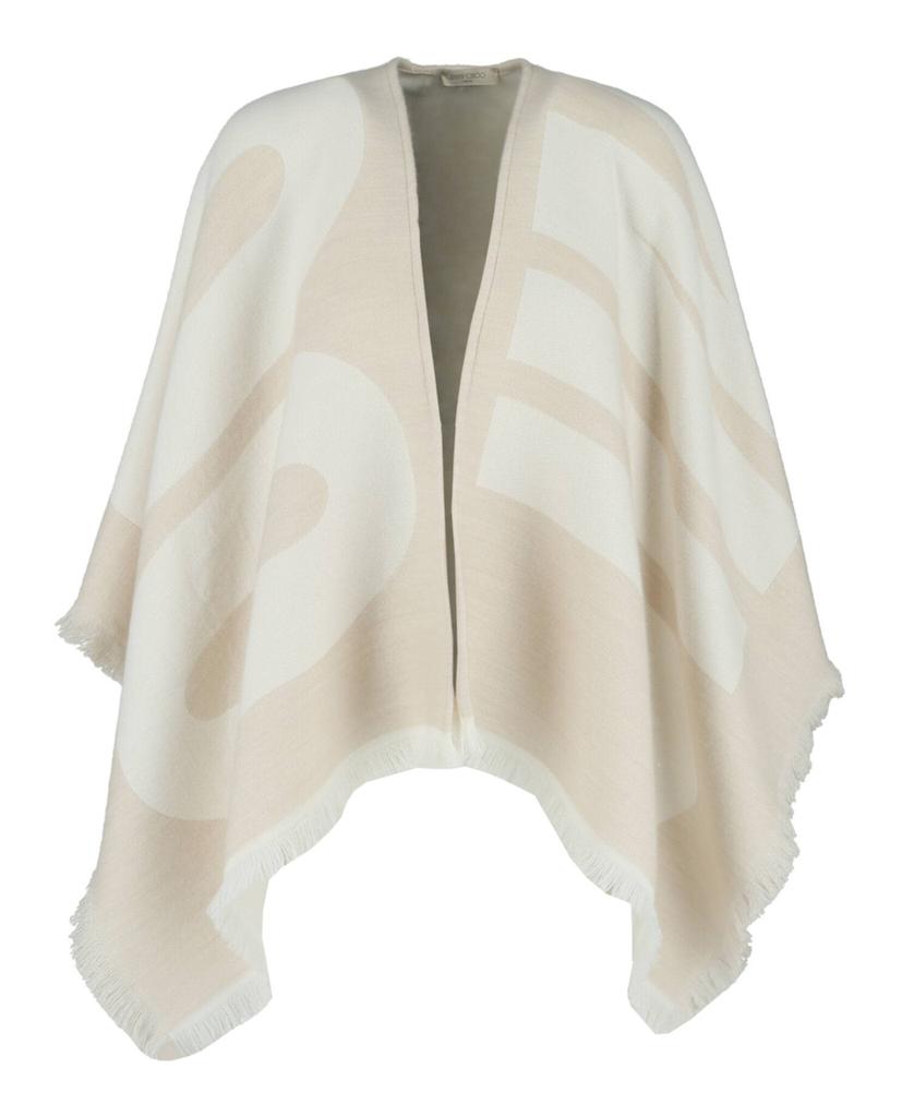 Jimmy Choo Logo Printed Wool Poncho
