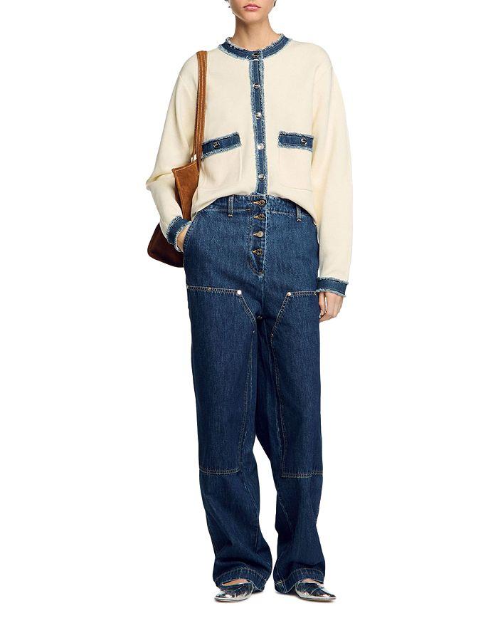 Sandro Cardigan with Denim Detail