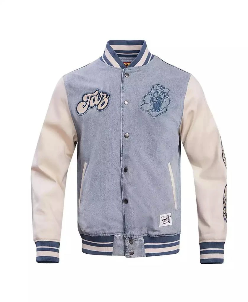 Freeze Max Men's Denim Looney Tunes Taz Full-Snap Varsity Jacket 3