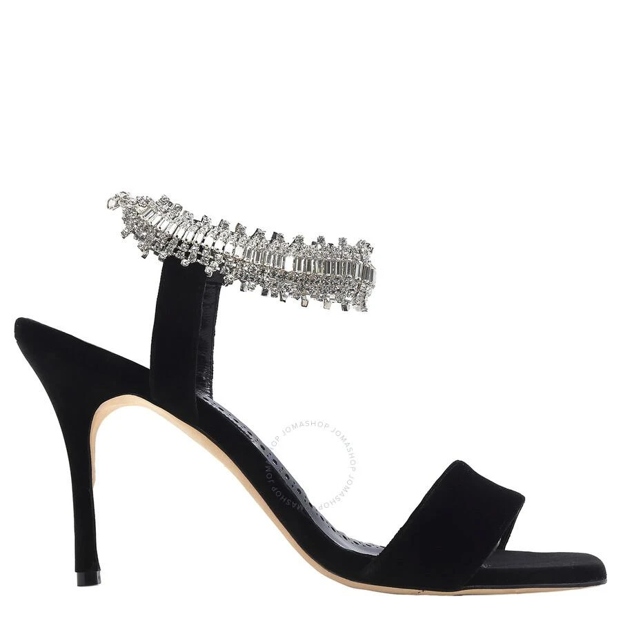 Manolo Blahnik Black Parinasan Crystal Strap Sandals 1