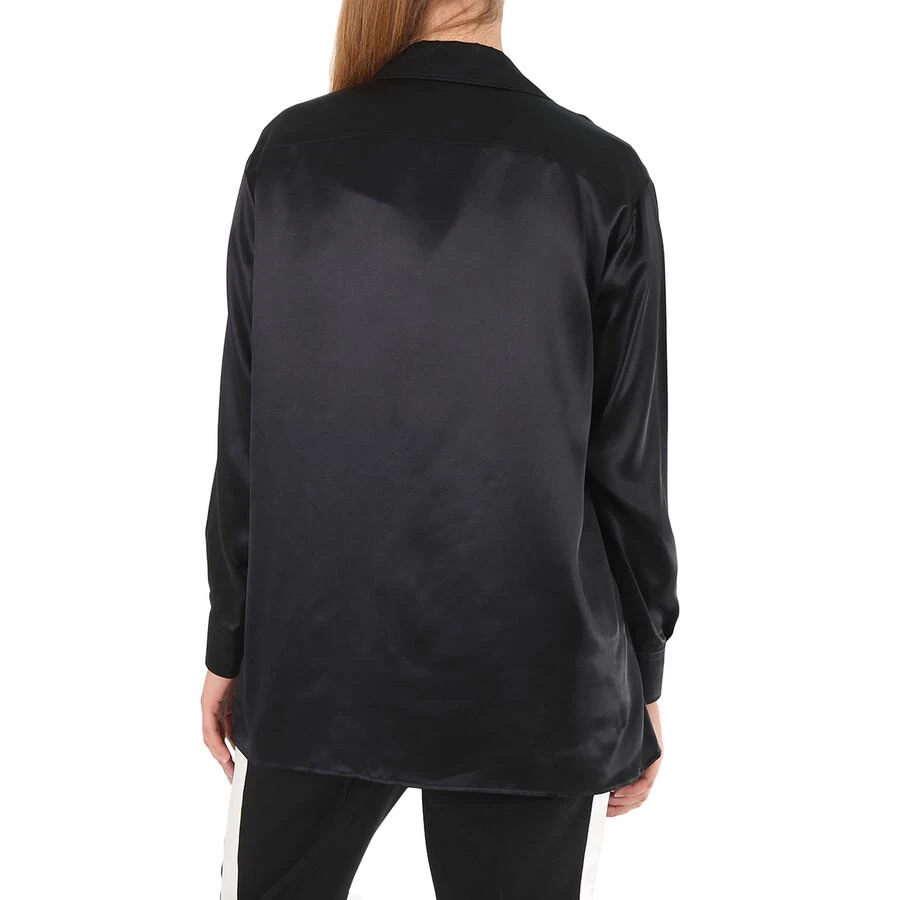 Burberry Burberry Ladies Black Logo Applique Silk Satin Long Sleeve Shirt, Brand Size 6 (US Size 4) 2