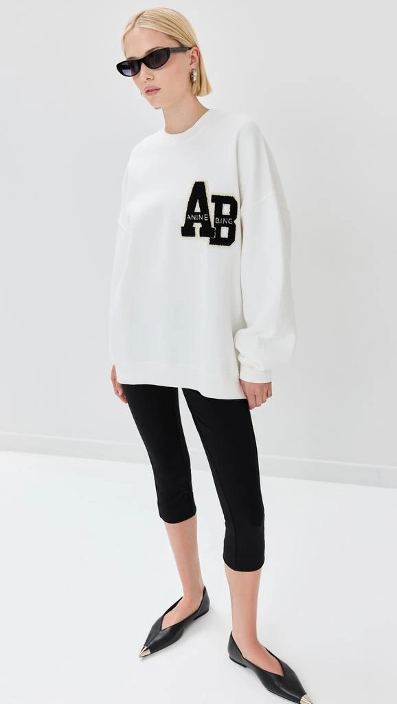 ANINE BING Miles Sweatshirt Letterman Off White 5