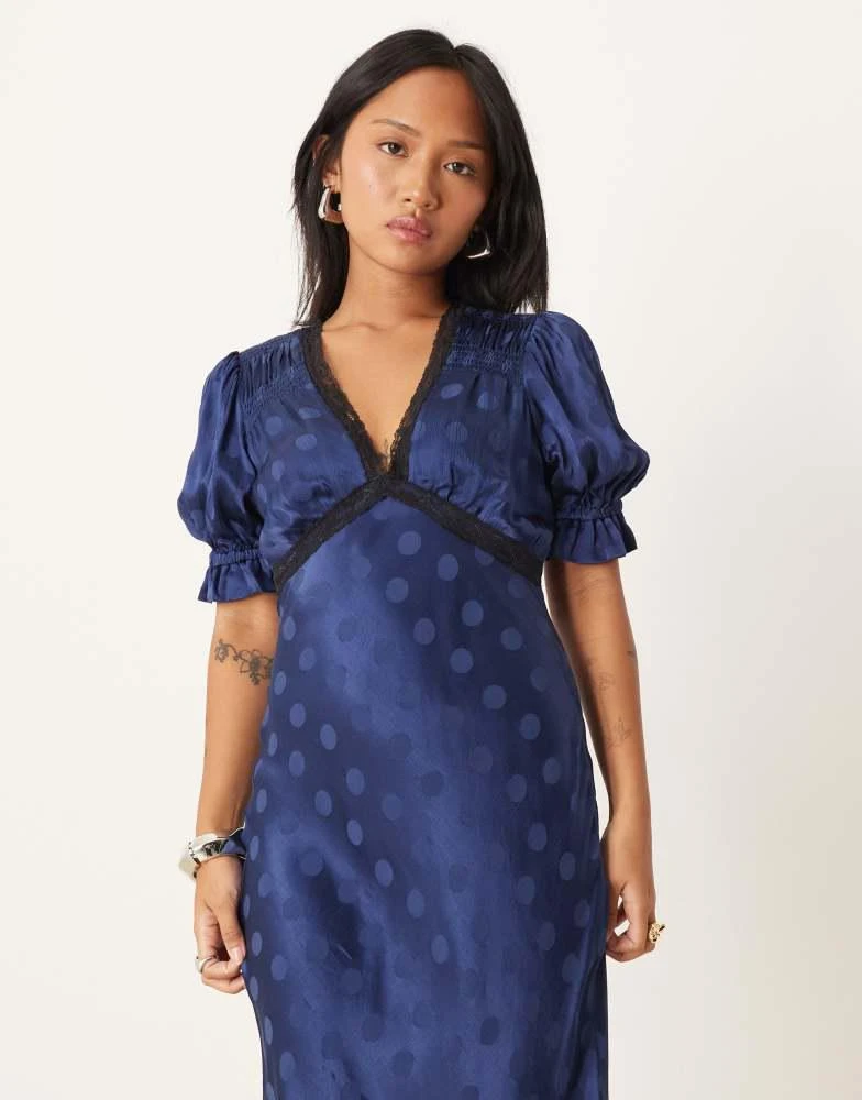 Nobody's Child Petite Nobody's Child Petite Angela lace trim midi dress in  navy - Dresses & Skirts - Free Shipping - BeyondStyle