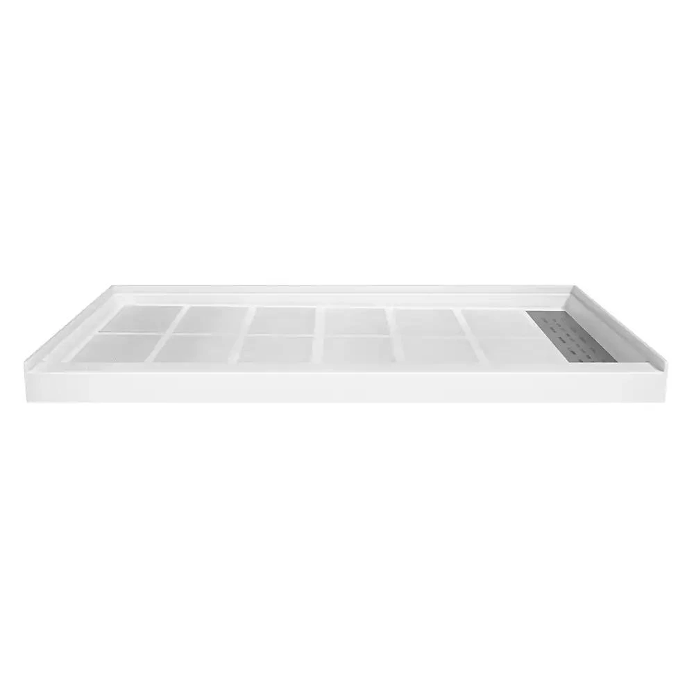 CASAINC 60"W X 32"D SMC Single Threshold Shower Base Anti-Slip Shower Pan, Drain Assembly 
Drain Cover Included 2