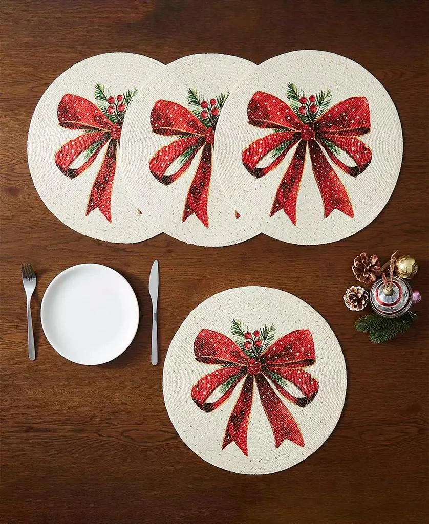 Avanti Christmas Ribbon Round Braided Placemats, Set of 4 3
