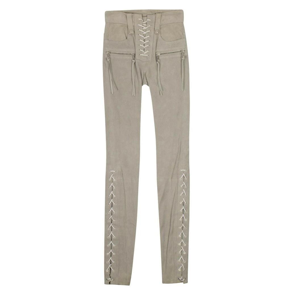 Unravel Project Suede Lace Up Skinny Pants - Gray 1