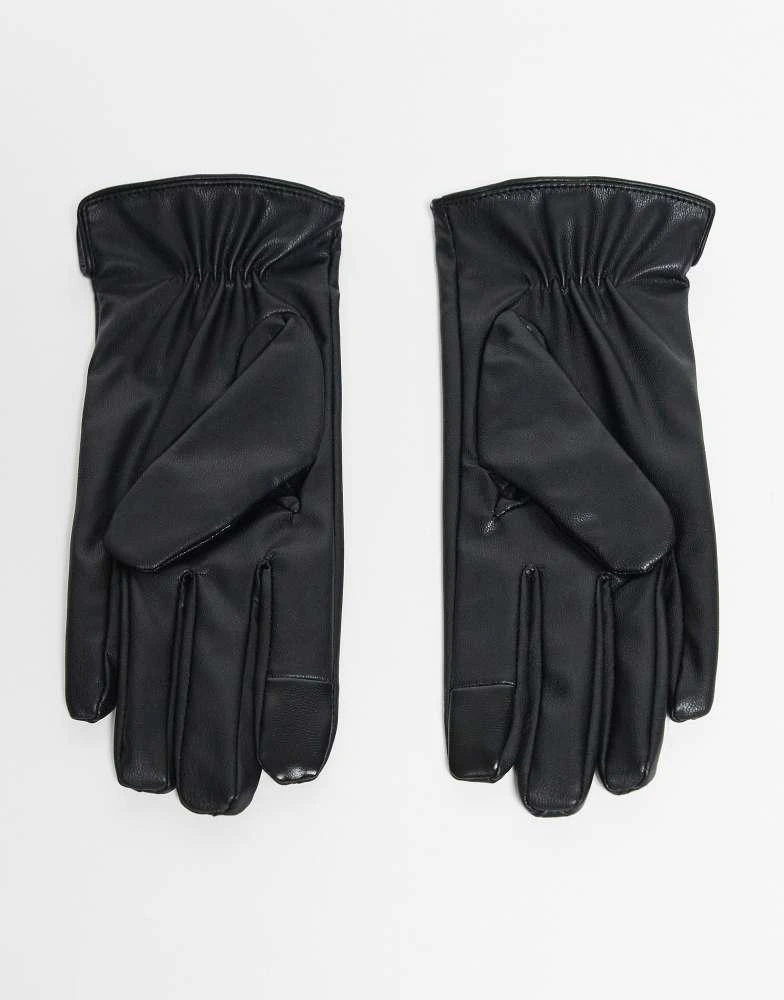 Pieces Pieces leather look gloves in black 2