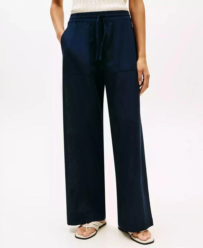 Tommy Hilfiger Women
s Linen Wide-Leg Pull-On Pants
