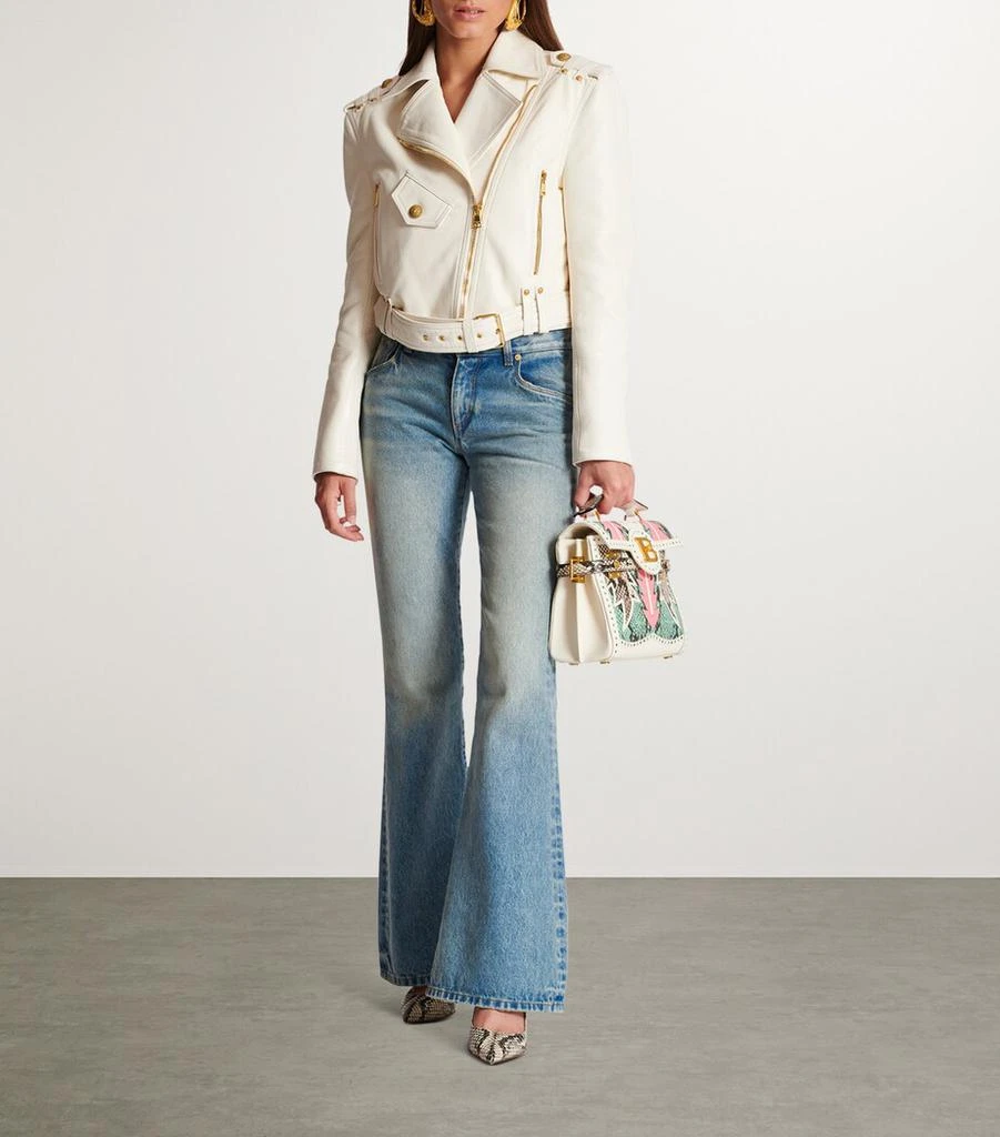 Balmain Leather Belted Biker Jacket 7