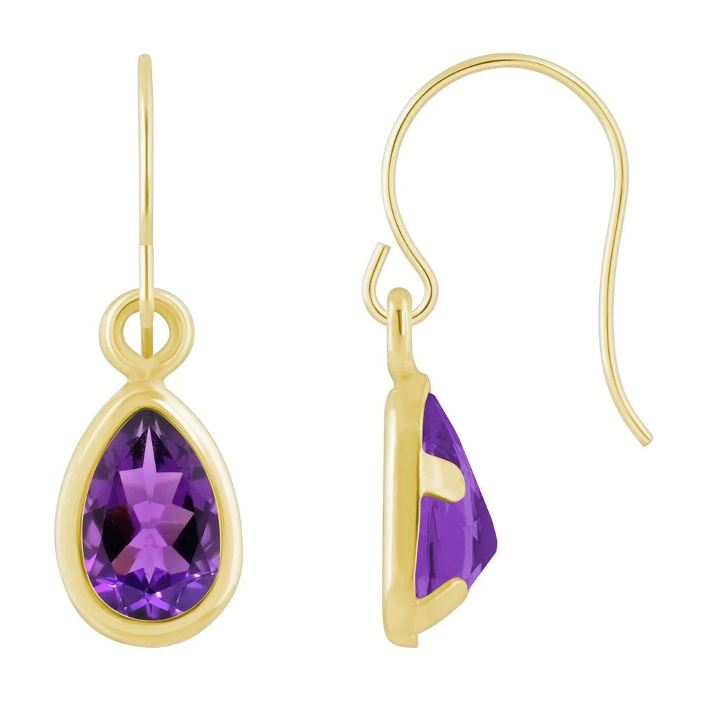 Glistening Jewels 10K Gold 6x4mm Pear Shape Amethyst Drop Earrings