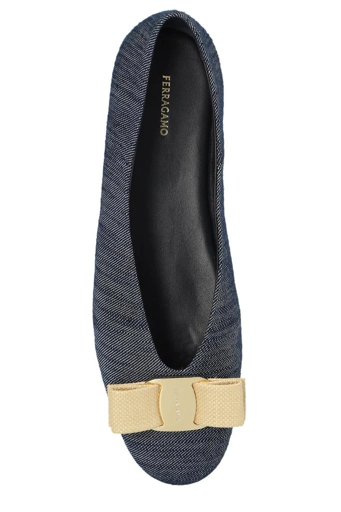 Salvatore Ferragamo Ferragamo Vara bow Denim Ballet Flats 4