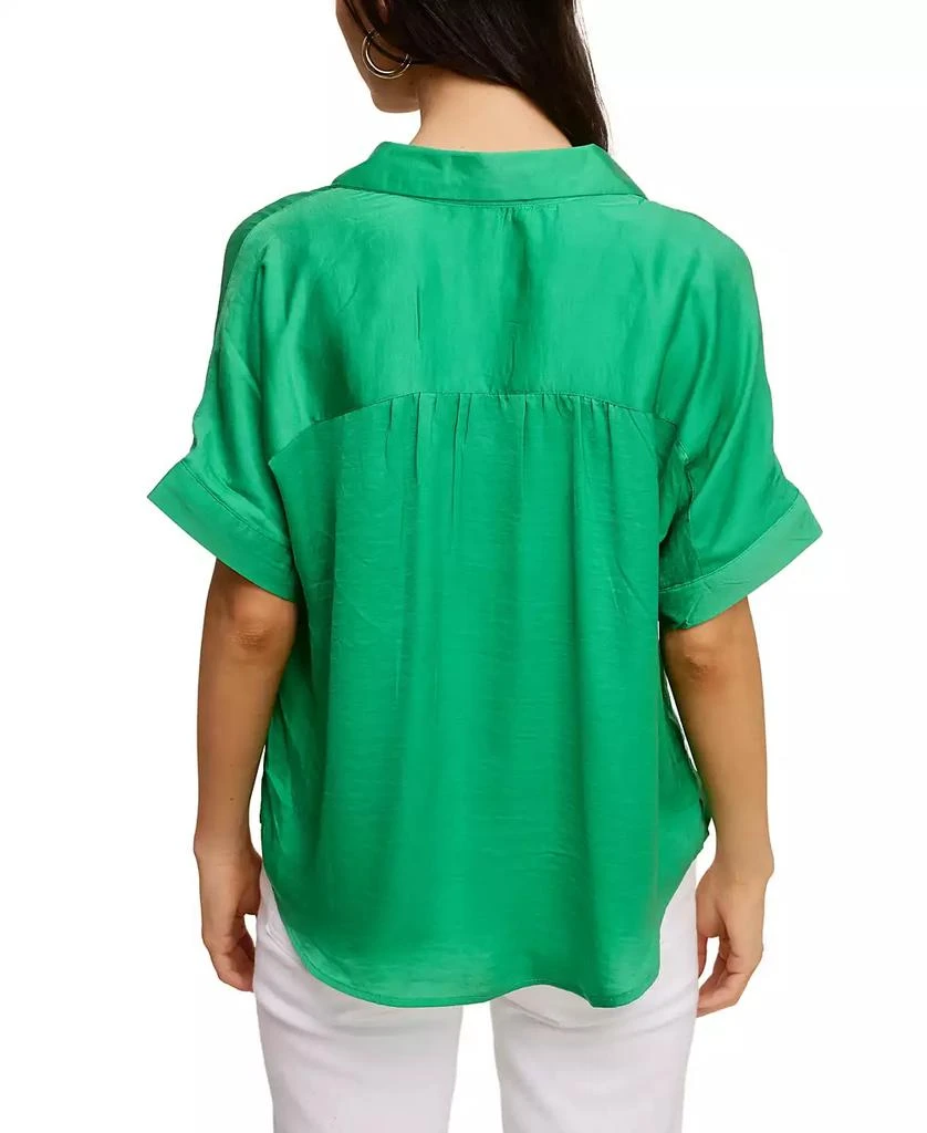 John Paul Richard Solid Washer Woven Split Neck Top 2