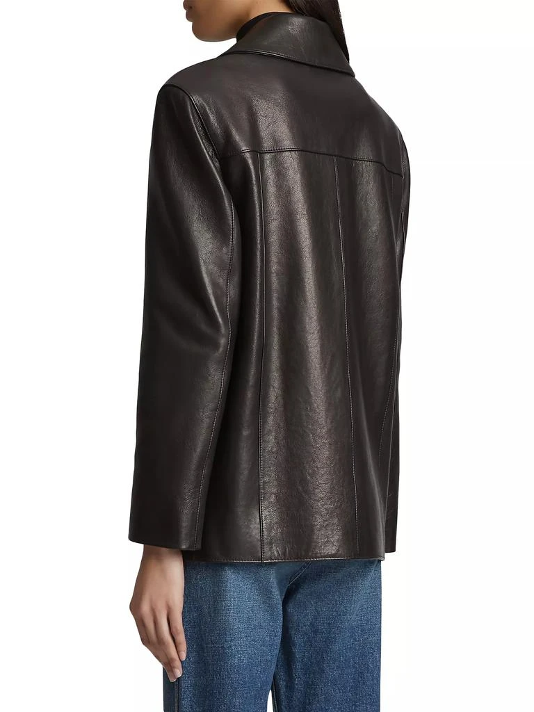 Khaite Iana Leather Button-Front Shirt Jacket 4