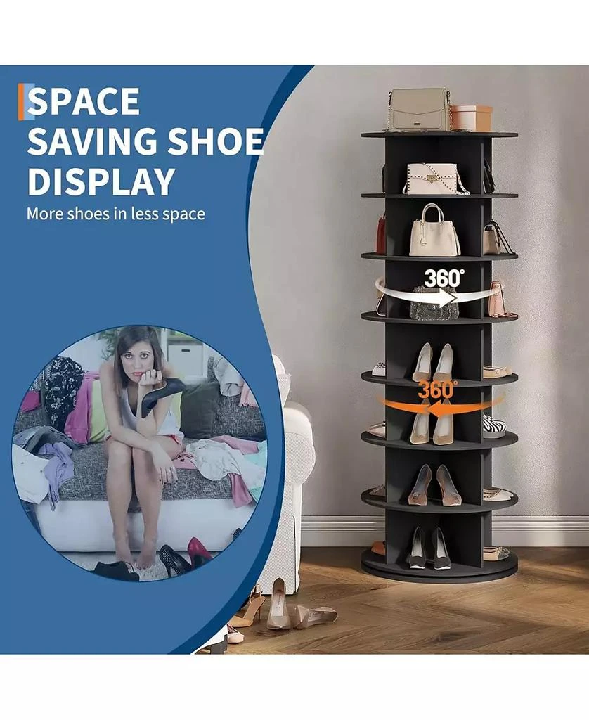 gaomon 7 Tier Rotating Shoe Rack Tower,360°Revolving Free Standing Spinning Organizer,Vertical Spinning Shoes Display,Rotate Shoes Closet Organization 7
