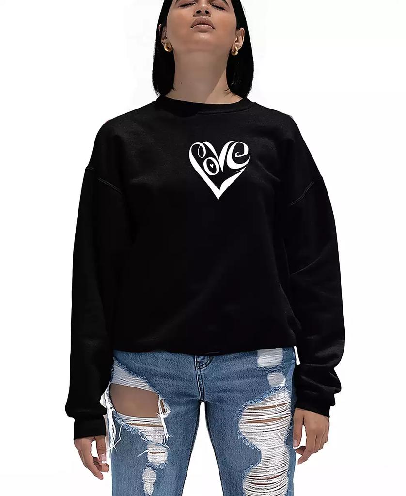 LA Pop Art Women's Rock and Roll Skull Word Art Crewneck