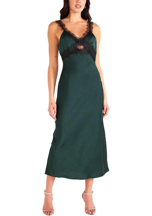 MINKPINK Womens Erin Lace Trim Midi Dress 1