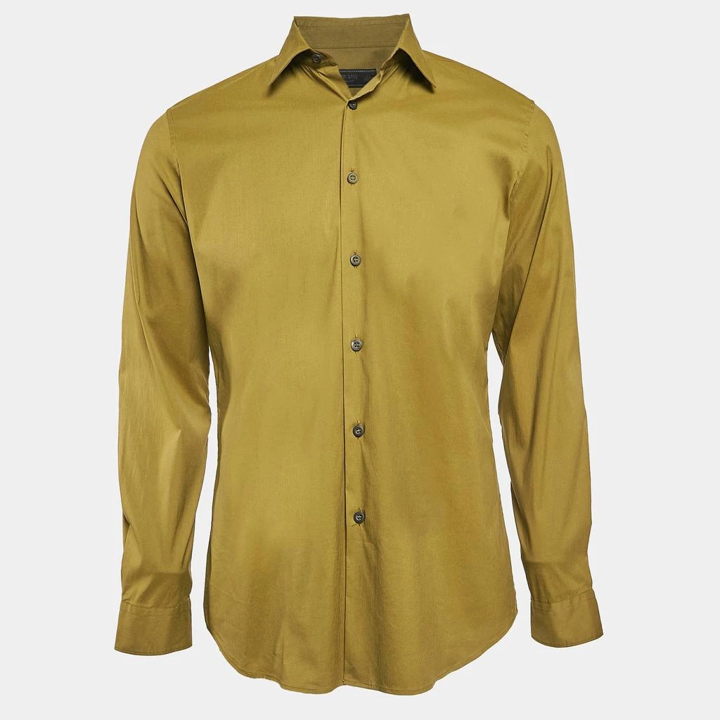 Prada Prada Green Stretch Cotton Button Front Shirt M 1