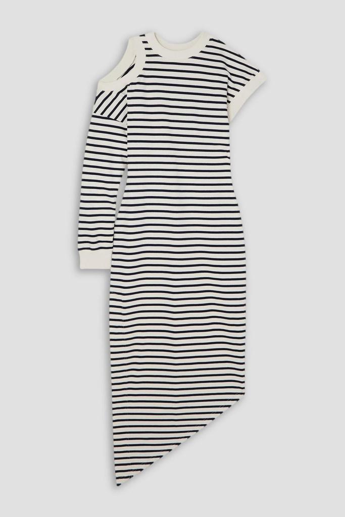 A.W.A.K.E. Mode Asymmetric striped cotton-jersey dress