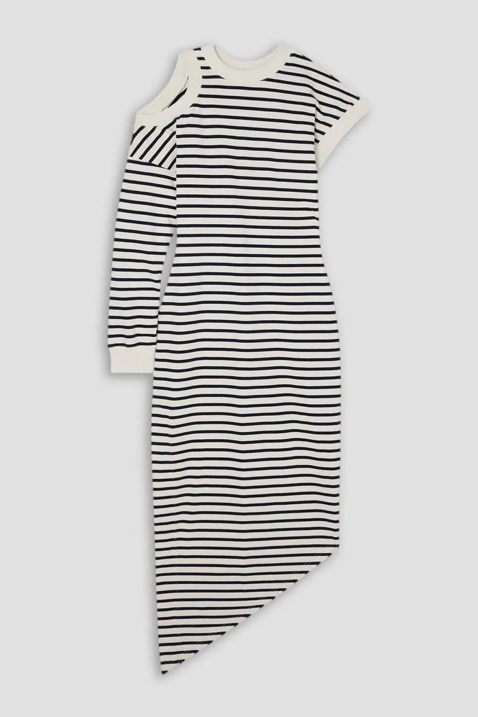 A.W.A.K.E. Mode Asymmetric striped cotton-jersey dress 1