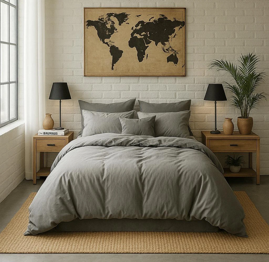 Baton Rouge Drap Housse - 100% Percale De Coton Lavé 80 Fils - Gris Perle 3