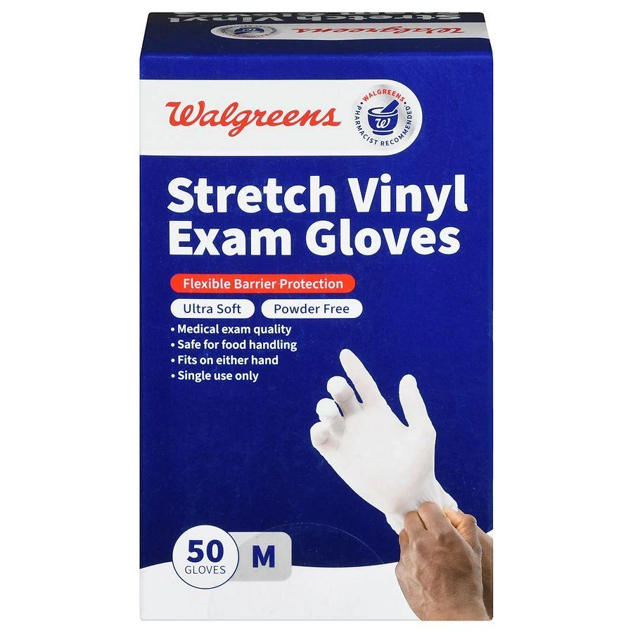 Walgreens Stretch Vinyl Exam Gloves M 1