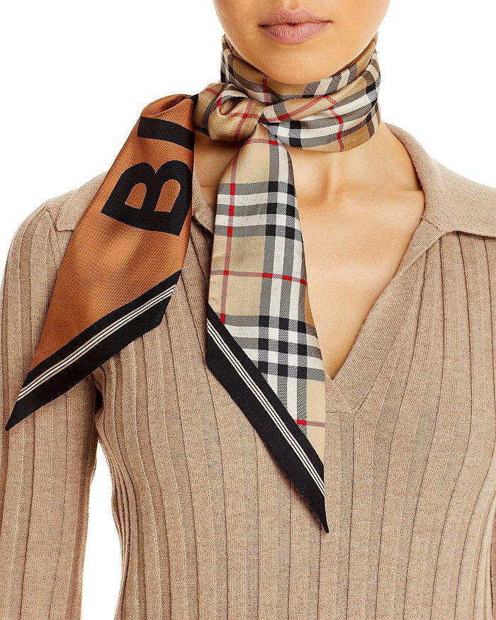 Burberry Vintage Check & Logo Silk Skinny Scarf