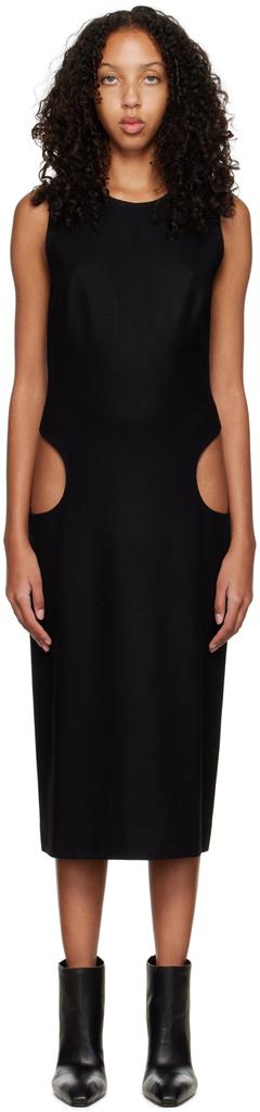 Puppets and Puppets Black Column Hip Cutout Midi Dress