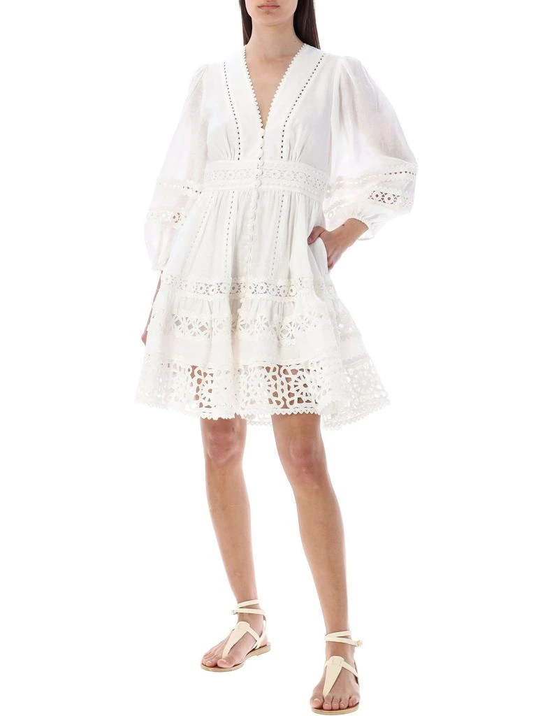 Zimmermann Zimmermann Devi Crochet-Trimmed V-Neck Mini Dress 4