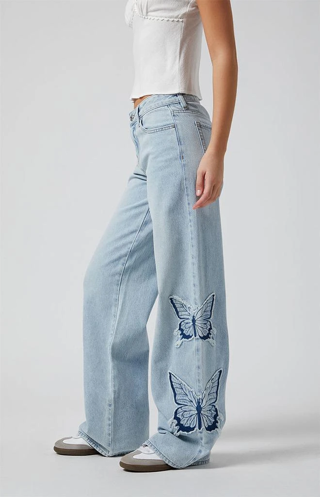 PacSun Casey Butterfly Low Rise Baggy Jeans Light Indigo 3