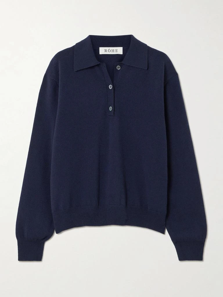 RÓHE Merino Wool And Cashmere-blend Polo Sweater - Navy