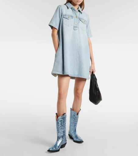 Ganni Embroidered metallic cowboy boots 2