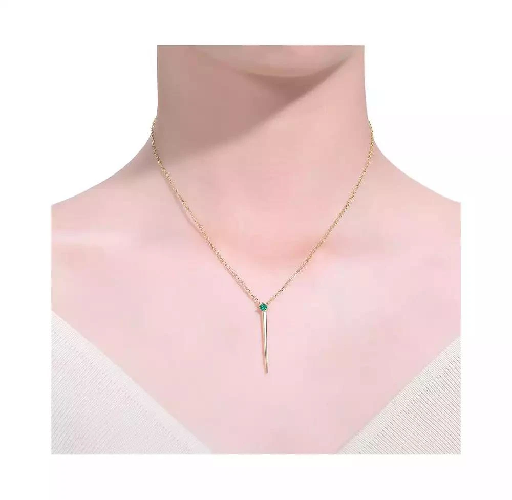 Genevive 14K Gold Plated Sterling Silver Green Linear Necklace and Earring Set 6