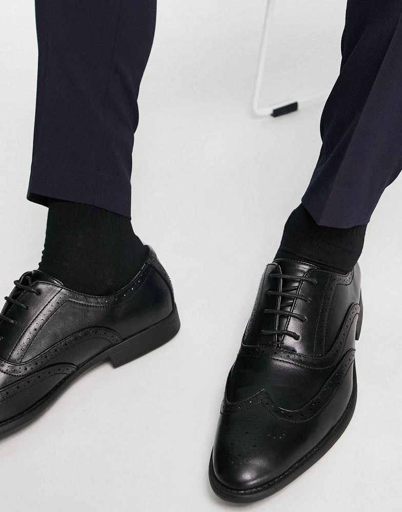 ASOS DESIGN ASOS DESIGN faux leather brogue shoes in black 3