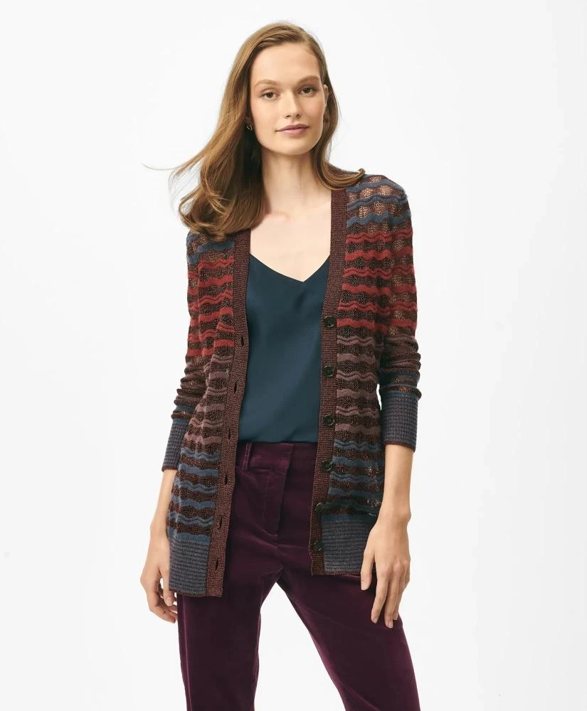 Brooks Brothers Tunic Twinset Cardigan in Colorful Metallic Cotton Blend 1